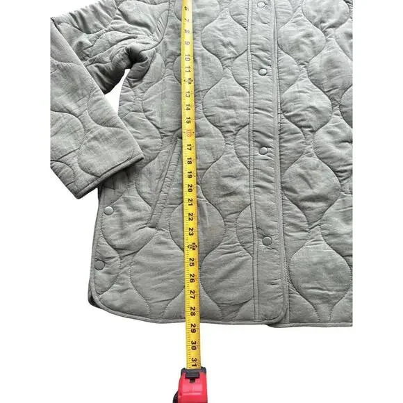 Women Lucky Brand Olive Green Quilted Utility Jacket Size M NWOT Fall scalloped - Picture 4 of 5